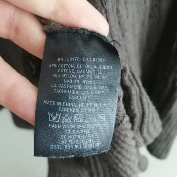 Anthropologie Sparrow Lightweight Open Knit Cotton Cashmere Brown Cardigan Med - Picture 10 of 14